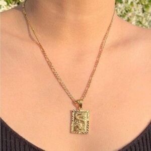 Gold square dragon necklace
